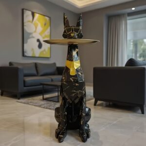 Statuetka psa z tacą czarna